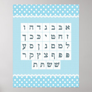 Poster Blue Chevron Alef Bet