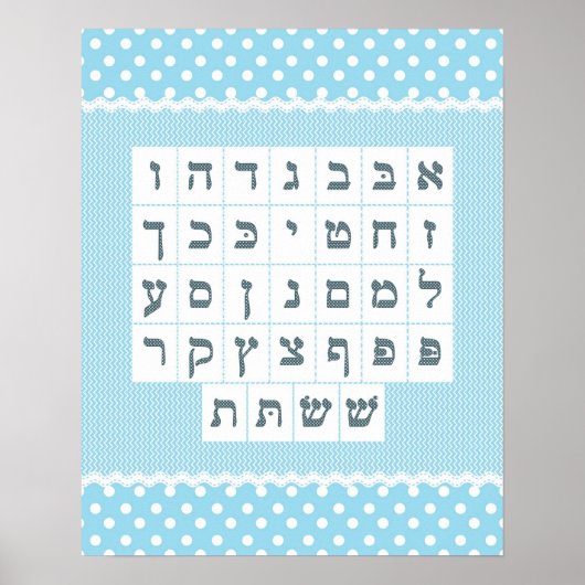 Poster Blue Chevron Alef Bet (Devant)