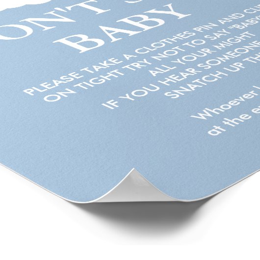 Poster Blue Cloud 9 Baby shower jeu Ne pas dire bébé (Coin)