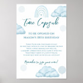 Poster Blue Cloud Boho Time Capsule First Birthday (Devant)
