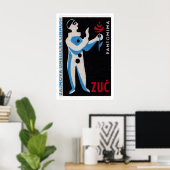 Poster Blue Clown Red Rose - Matchbox Print - Czech Wall (Bureau à domicile)