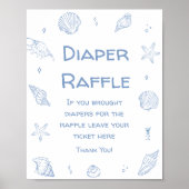 Poster Blue Coastal Beach Baby shower Déchets Raffle (Devant)