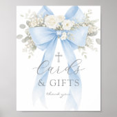 Poster Blue Coquette Bow Cards and gifts Baptism (Devant)