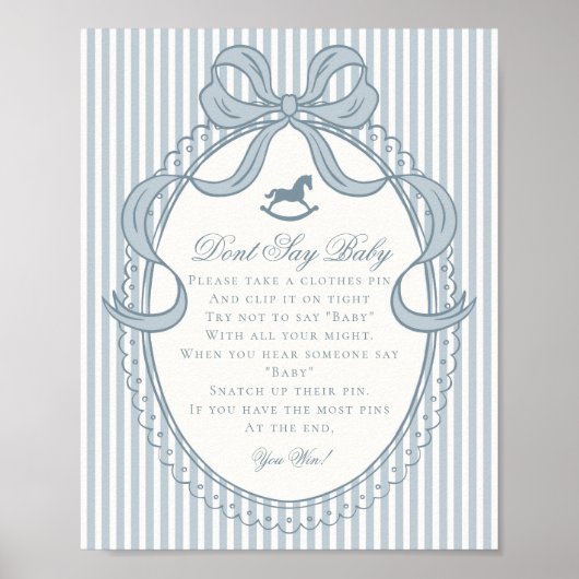 Poster Blue Coquette Bow Rocking Horse Dont Say Baby (Devant)