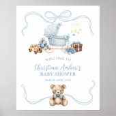 Poster Blue Coquette Carriage Baby Shower Welcome Sign (Devant)