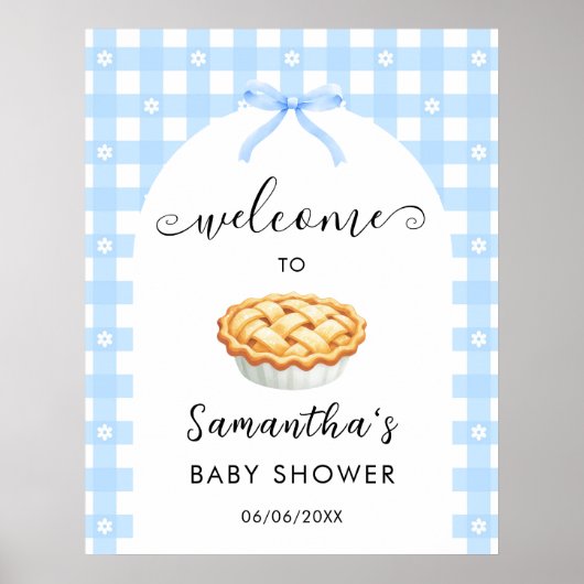 Poster Blue Coquette Pie Baby Shower Welcome (Devant)