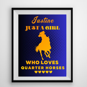 Poster Blue Custom Name Just a Girl Who Loss Horses