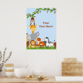Poster Blue Cute Jungle Baby Animaux (Cuisine)