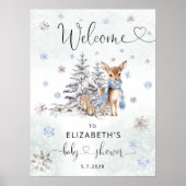 Poster Blue Cute Oh Deer Boy Baby shower Bienvenue (Devant)