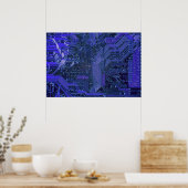 Poster Blue Cyber Circuit Board Tech Electronique (Cuisine)
