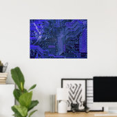 Poster Blue Cyber Circuit Board Tech Electronique (Bureau à domicile)