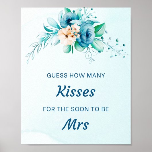 Poster Blue Devis Combien De Baisers Fête des mariées Jeu (Devant)