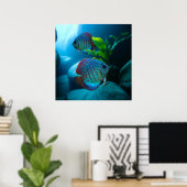 Poster Blue Discus Fish Aquarium Fish Tank Art (Bureau à domicile)