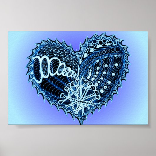 Poster Blue Doodle Heart (Devant)