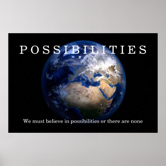 Poster Blue Earth Possibilités Croire Citation Motivation (Devant)