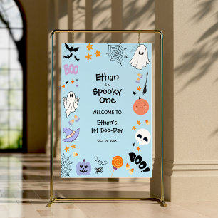 Poster Blue Éffrayant Un Halloween 1er anniversaire Bienv