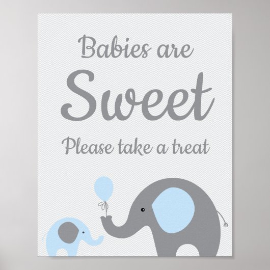 Poster Blue Elephant Babes are Sweet Please Take a Treat (Devant)
