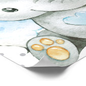 Poster Blue Elephant Baby Boy Nursery Wall Art Cadeau (Coin)