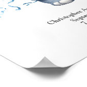 Poster Blue Elephant Ballons Bébé Naissance Statistiques (Coin)