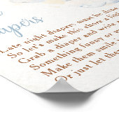 Poster Blue Elephant Late Night Diapers Baby Shower (Coin)