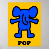Poster Blue Elephant Pop Art - Bold Animal Silhouette (Devant)