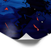 Poster Blue Ember Blue Rouge Art Abstrait contemporain (Coin)