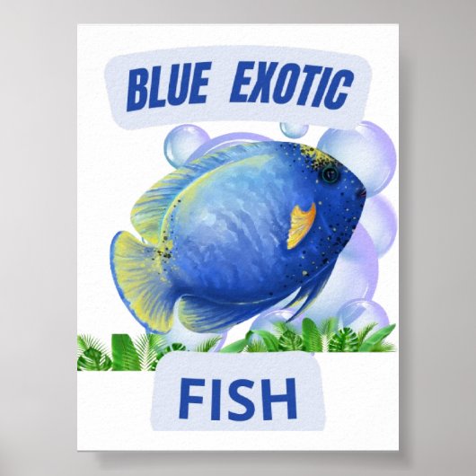 Poster Blue Exotic Fish – Hypnotic Ocean Glow Wall Art (Devant)