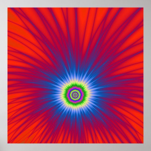 Poster Blue Explosion sur rouge (Devant)