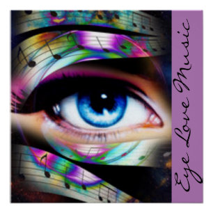 Poster Blue Eye avec notes musicales
