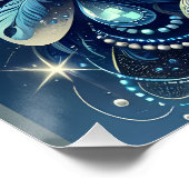 Poster Blue Feather Masquerade Mask Illustration (Coin)