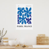 Poster Blue Floral Abstract Art Print 1950s Paris (Cuisine)