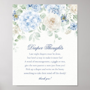 Poster Blue Floral Baby in Bloom Diaper Thoughts Douche