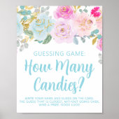 Poster Blue Floral Boy Baby shower Guessy Jeu (Devant)