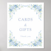 Poster Blue Floral Bridal Tea Party Welcome (Devant)