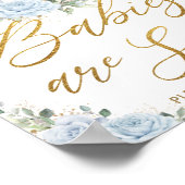 Poster Blue Floral Bunny Rabbit Moon Babies are Sweet  (Coin)