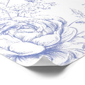 Poster Blue Floral French toile Accueil mariage (Coin)