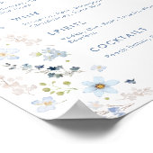 Poster Blue Floral Garden Bridal Shower Bar Menu (Coin)