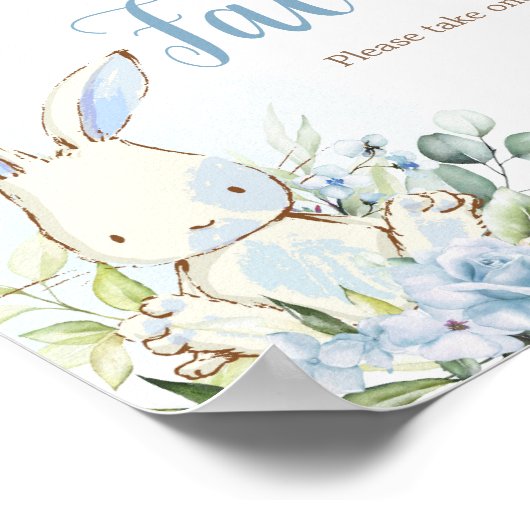 Poster Blue Floral Lapin Lapin Baby shower Faveurs (Coin)