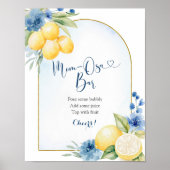 Poster Blue Floral Lemon Main Squeeze Mom-osa Bar (Devant)