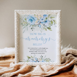 Poster Blue floral quelle taille est le jeu du ventre de 