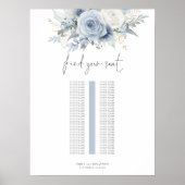 Poster Blue Florals Single Table Wedding Seating Chart (Devant)