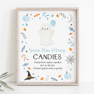 Poster Blue Ghost Halloween Devinez Combien De Jeu
