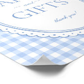 Poster Blue Gingham Coquette Bow Card & Gifts Sign (Coin)