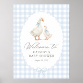 Poster Blue Gingham Silly Goose Baby Shower Welcome Sign (Devant)