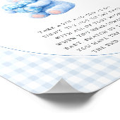 Poster Blue Gingham Teddy Bear Neutral Baby Shower (Coin)