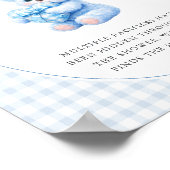 Poster Blue Gingham Teddy Bear Neutral Baby Shower (Coin)