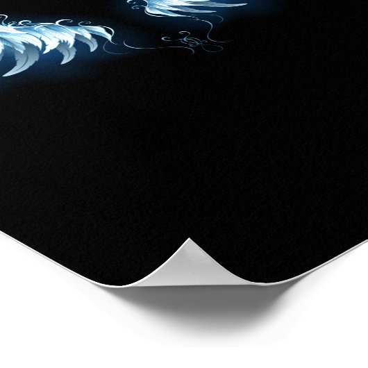 Poster Blue Glowing Angel Wings on black background (Coin)