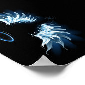 Poster Blue Glowing Angel Wings on black background (Coin)