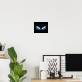 Poster Blue Glowing Angel Wings on black background (Bureau à domicile)