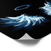 Poster Blue Glowing Angel Wings on black background (Coin)